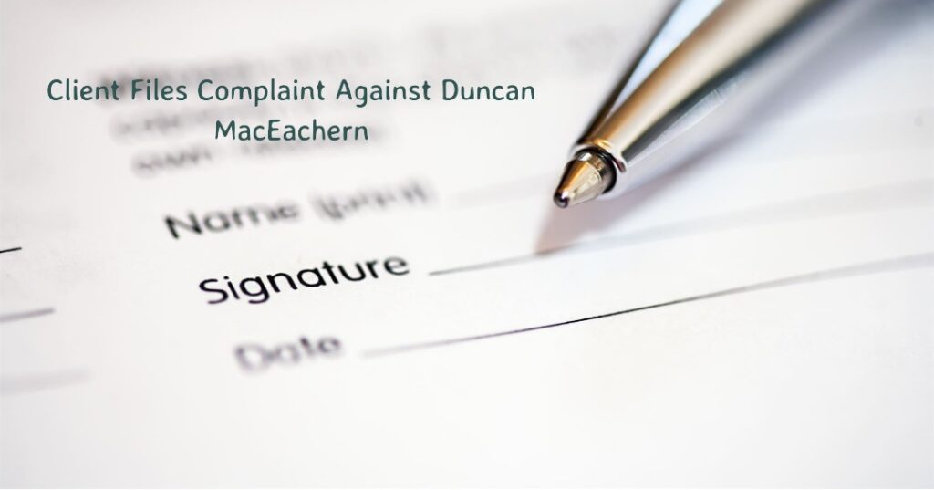 Client Files $800K Complaint Against Duncan MacEachern